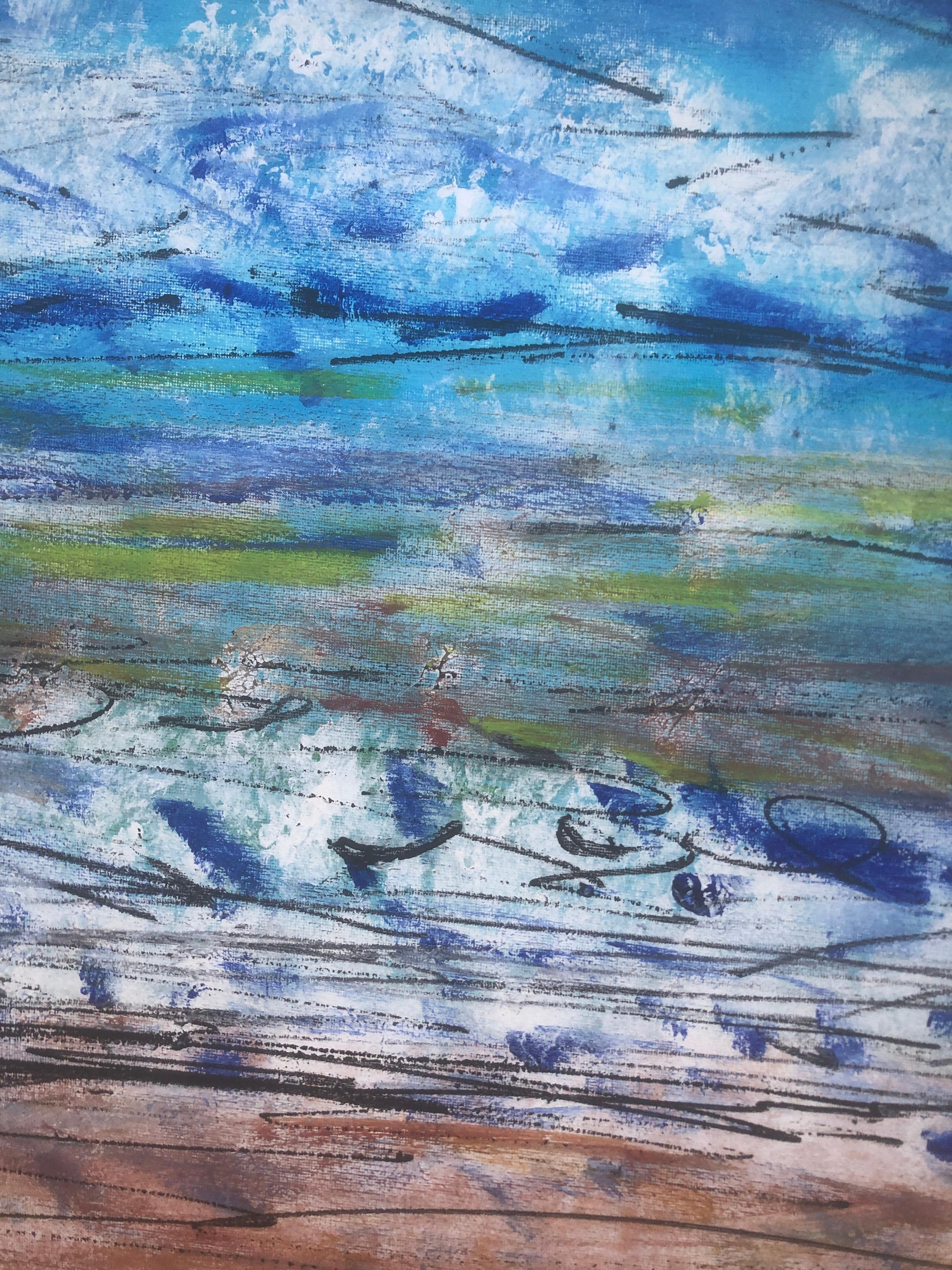 Beach mediterrane Meereslandschaft Öl auf Leinwand Gemälde (Abstrakter Expressionismus), Painting, von Unknown