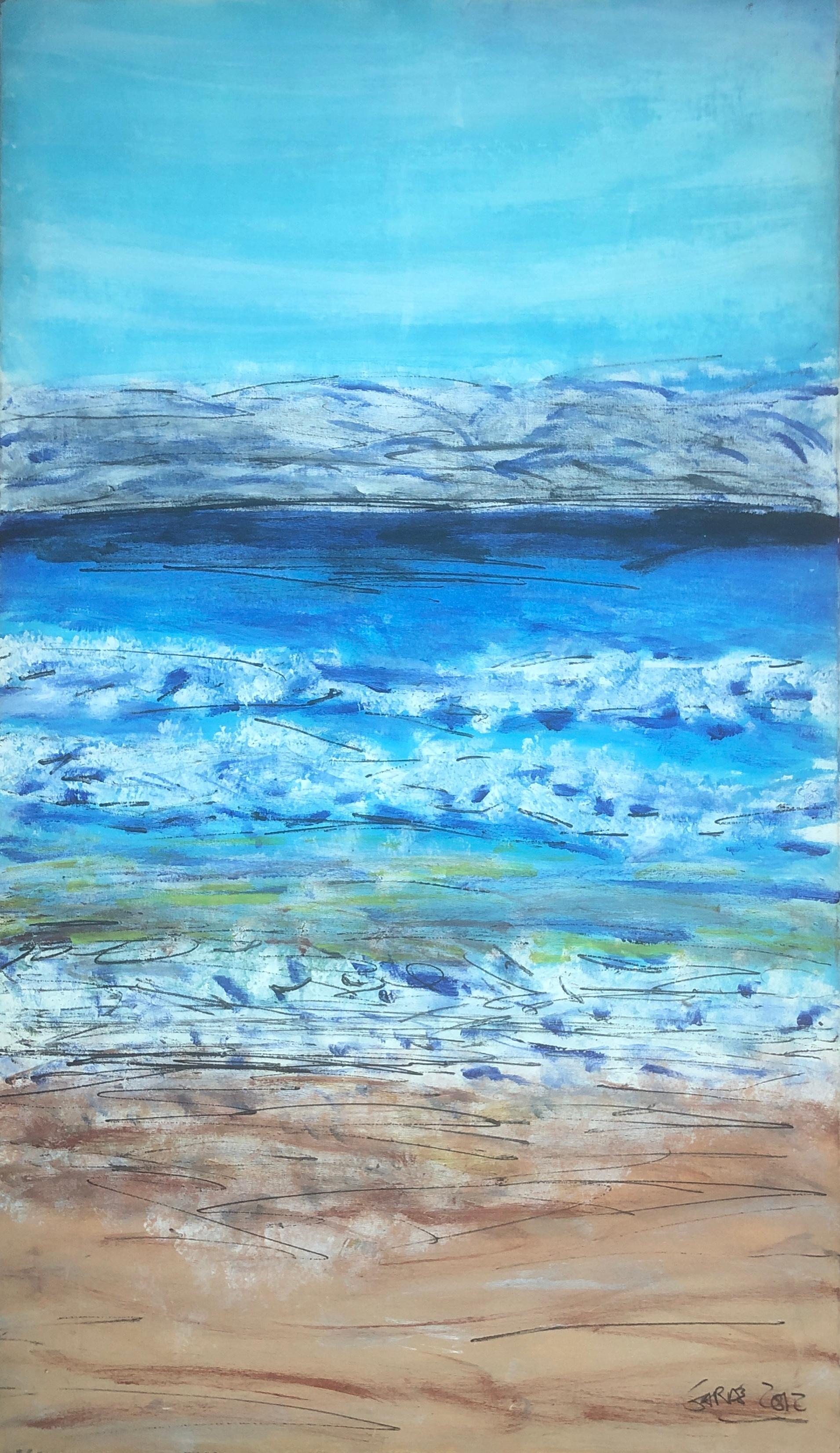 Beach mediterranean seascape oil on canvas painting