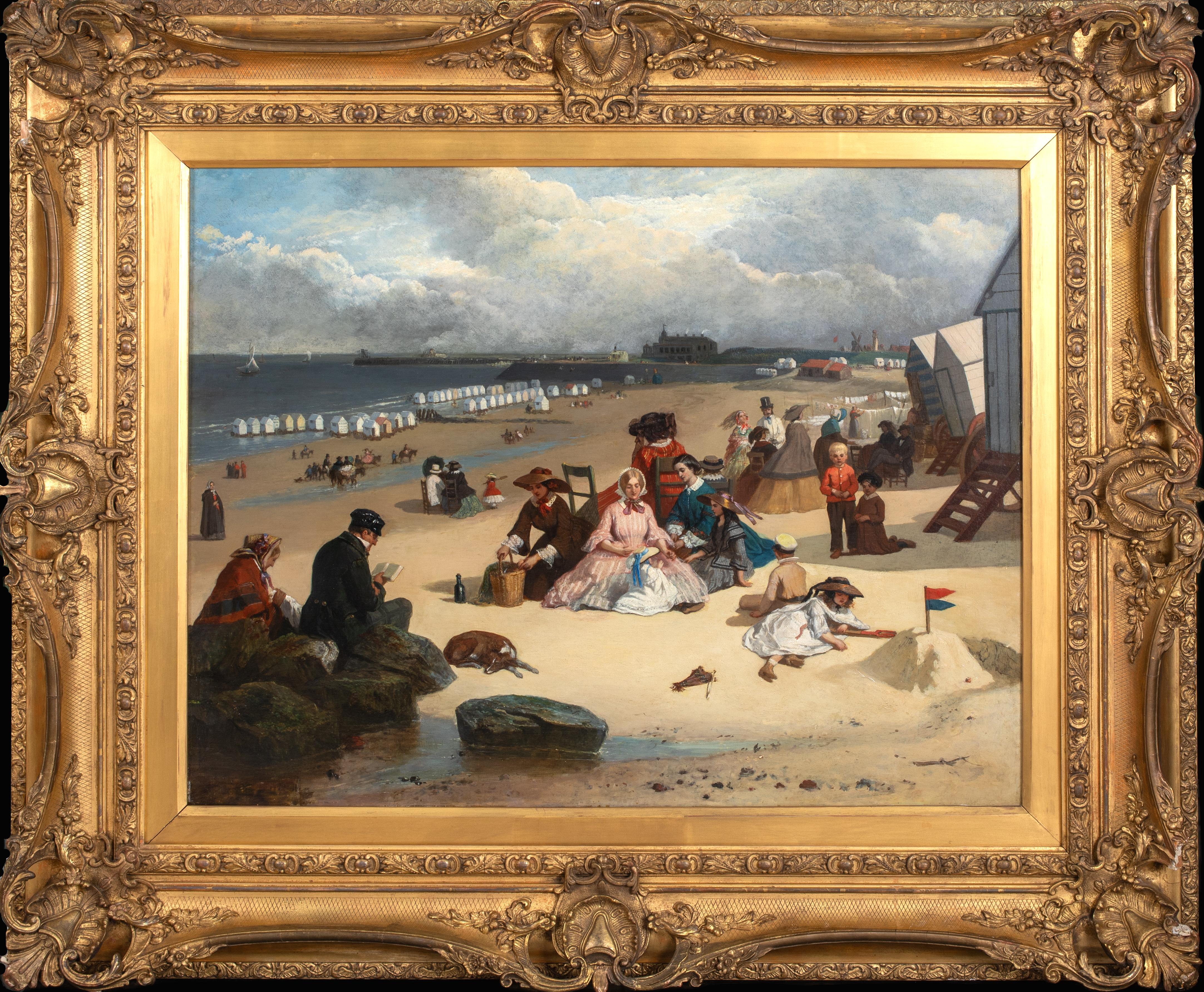 Beach Scene, Littlehampton, West Sussex, 19th Century  by JOHN EYRES (1857-1889) - Painting by Unknown