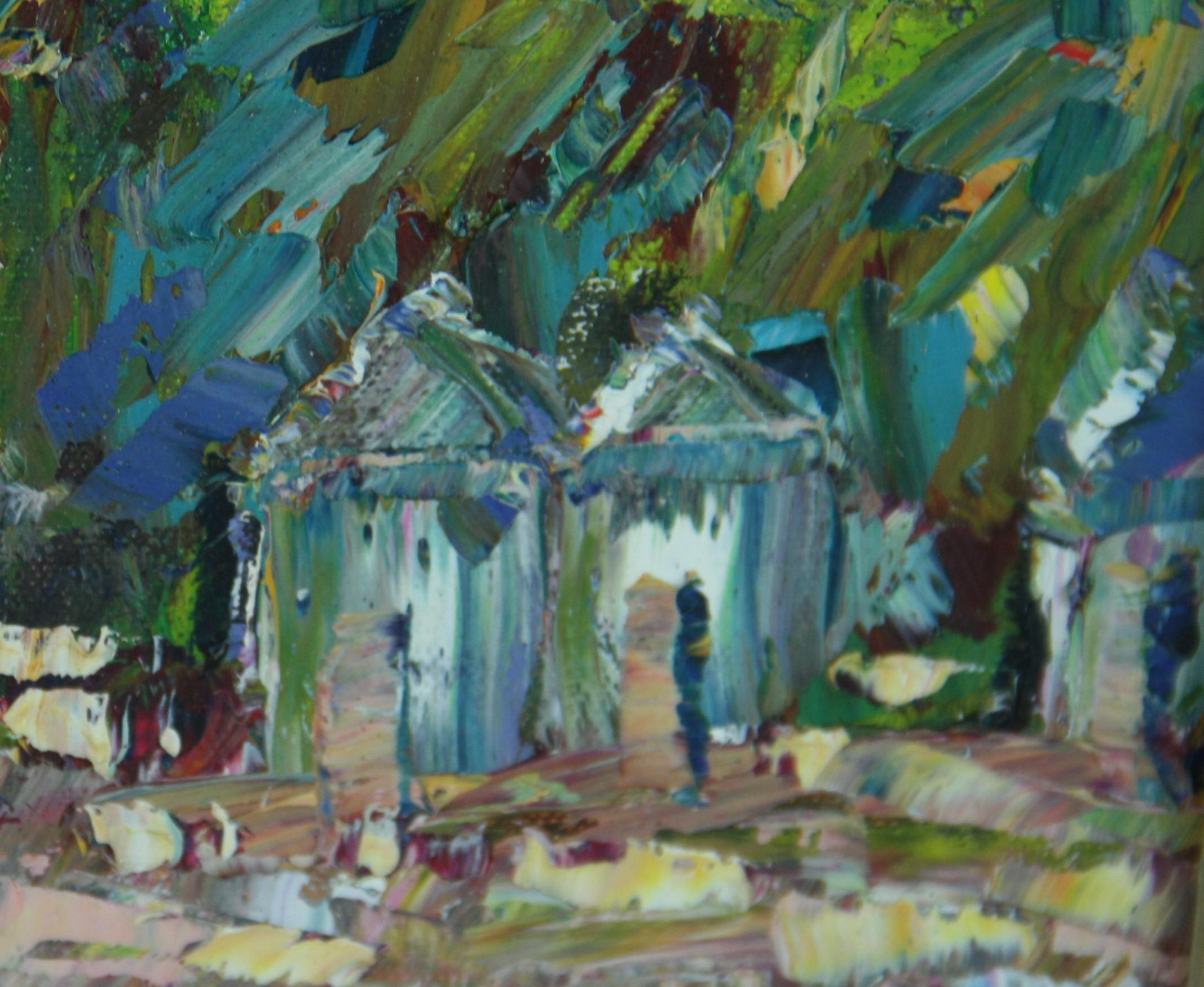 Beach Scene Oil Impasto 