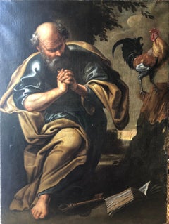 Grande e bellissimo dipinto di San Pietro dell'inizio del XVII secolo