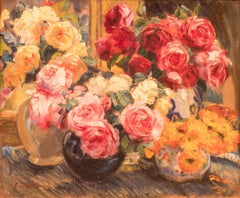 Beautiful flower bunches, oil on canvas 