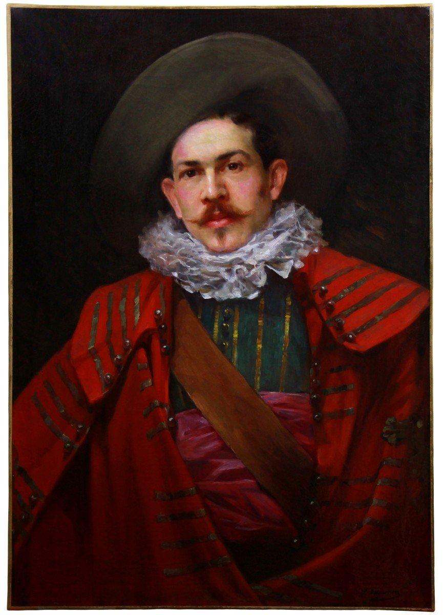 Unknown Portrait Painting - Beautiful Oil On Canvas, portrait of a musketeer French school 19th century