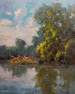 Beaver Pond, Plein Air Landscape Original Fine Art Oil on Linen Board