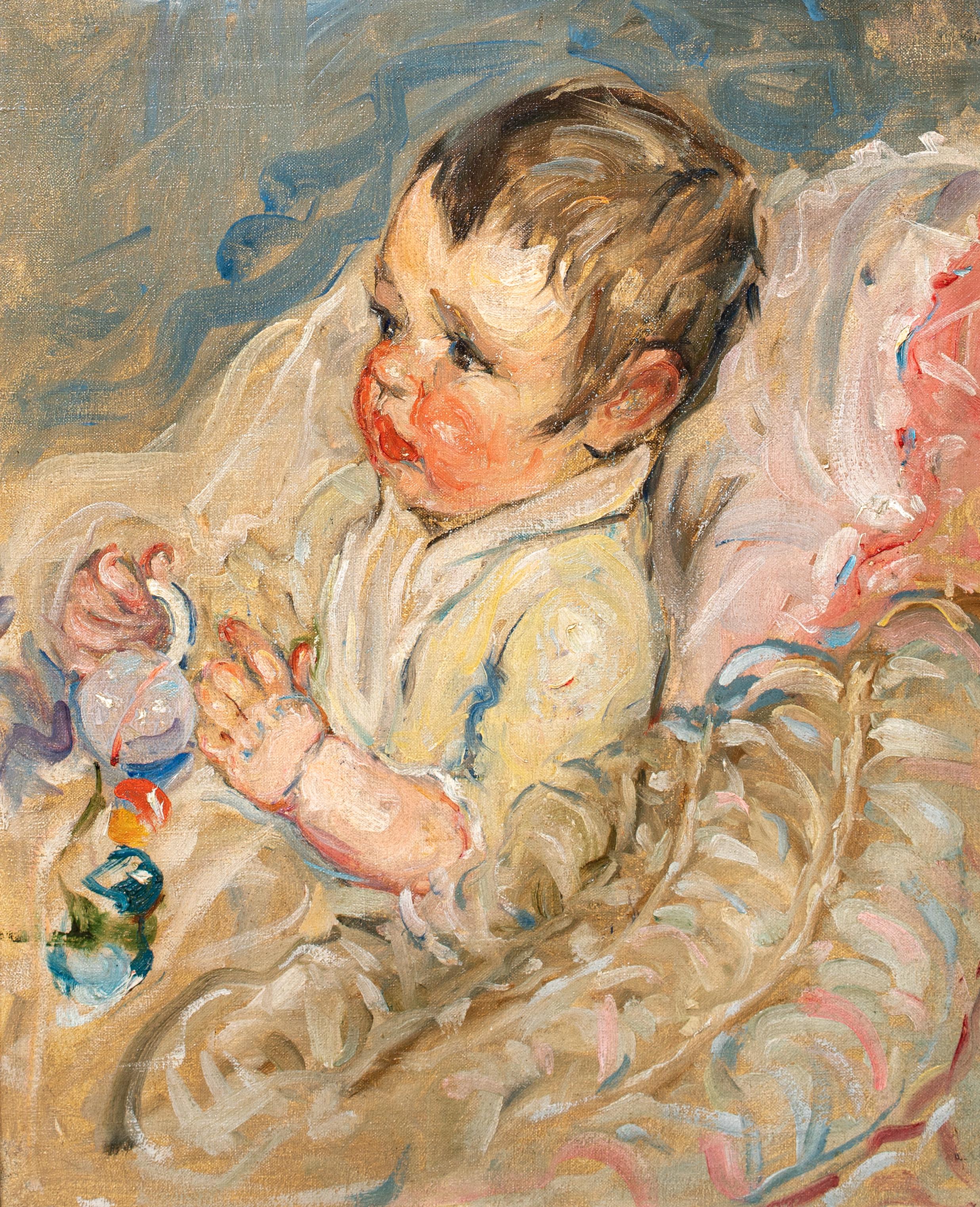 Bébé et hochet, XIX secolo

scritto a BERTHE MORISOT (1841-1895)

Studio impressionista francese del XIX secolo di un neonato che tiene un sonaglio, olio su tela. Eccellente qualità e condizione, studio del 1890 circa di un neonato che tiene in mano