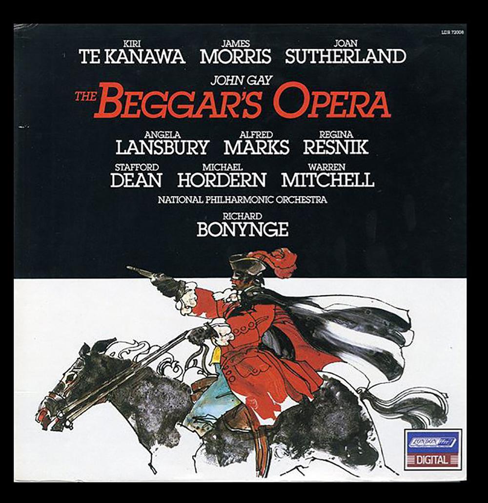The Original Painted Artwork for
The Beggars Opera
THE INCREDIBLY RARE
ORIGINAL MASTER PRODUCTION ARTWORK FOR THE
1981 DECCA ALBUM D252D 2 BOX SET COVER AND 
1981 LONDON RECORDS  LDR 72008
BEGGARS OPERA
VINYL ALBUM COVER
measuring approx