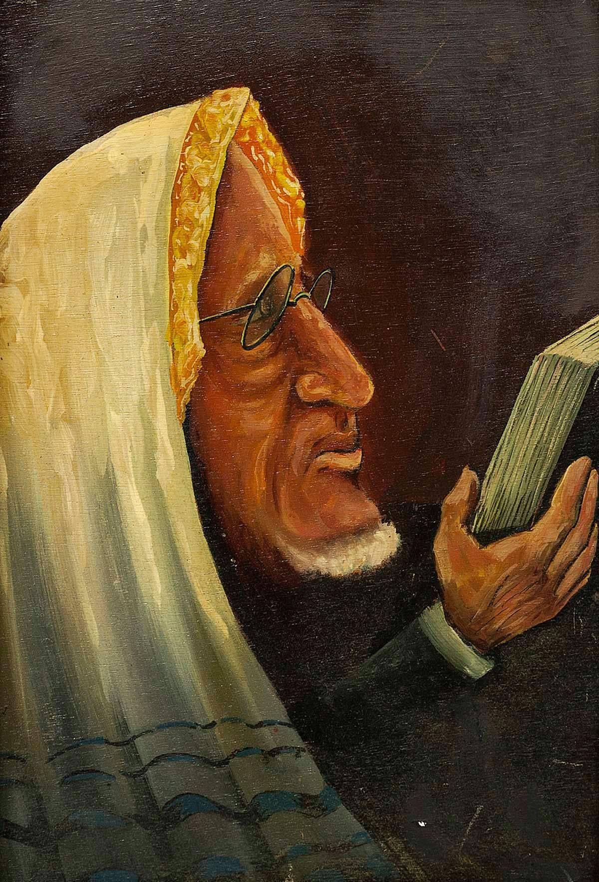 Belgian Modernist Judaica Oil Portrait of a Rabbi - Painting by Unknown