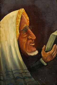 Belgian Modernist Judaica Oil Portrait of a Rabbi