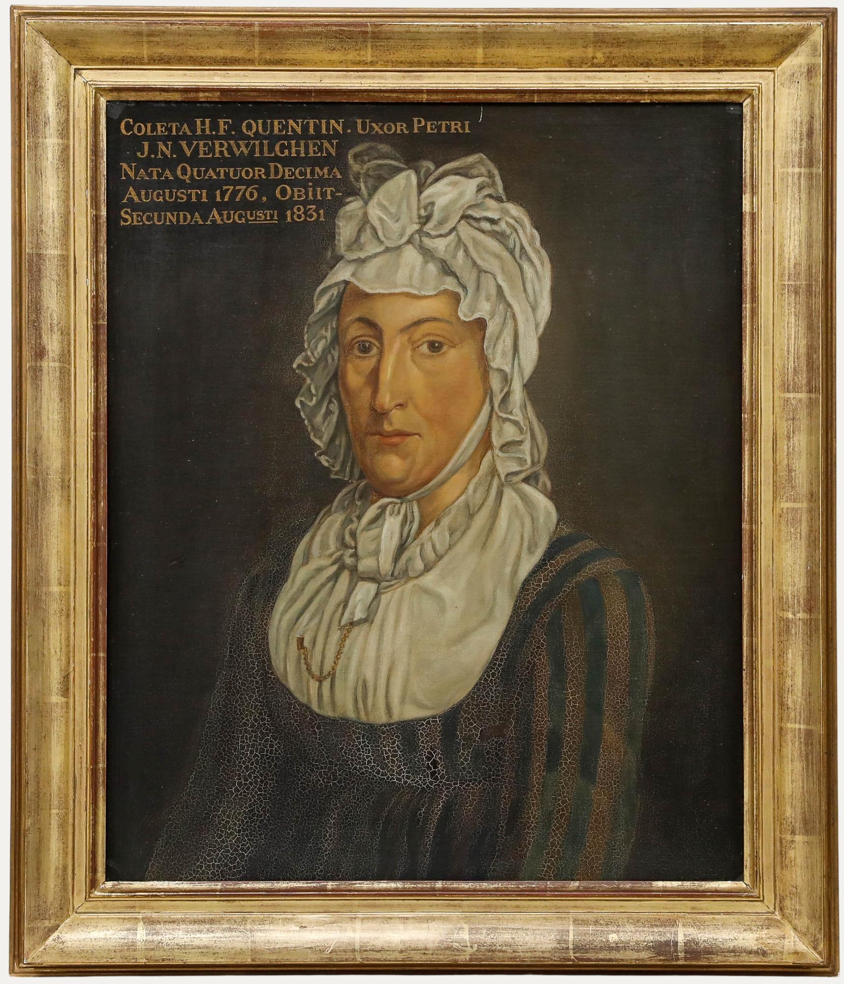 Unknown Portrait Painting - Belgian School Early 19th Century Oil - Portrait of Coleta Quentin