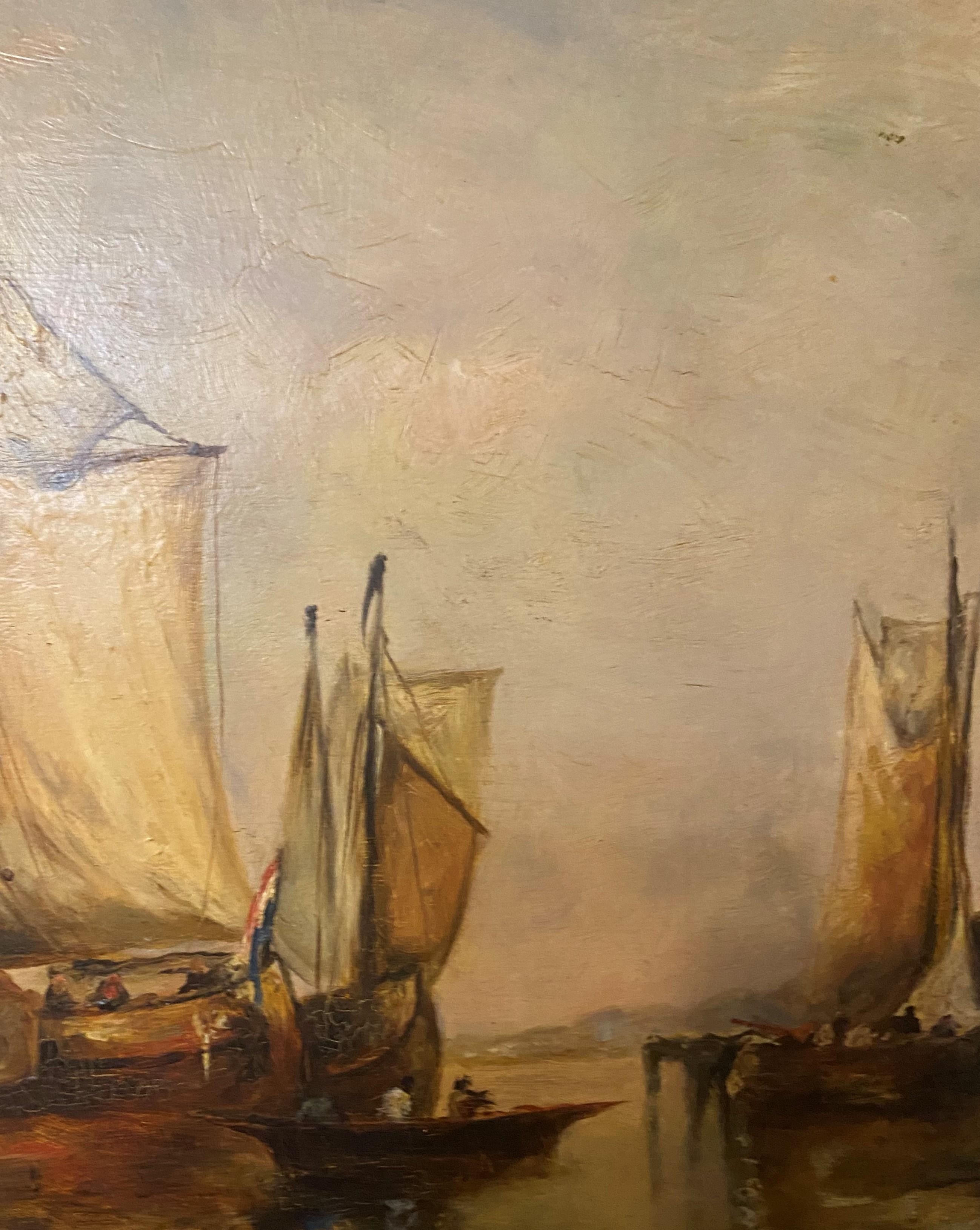 Paisaje marino de la Escuela Belga, firmado , hacia 1875 - Painting de Unknown