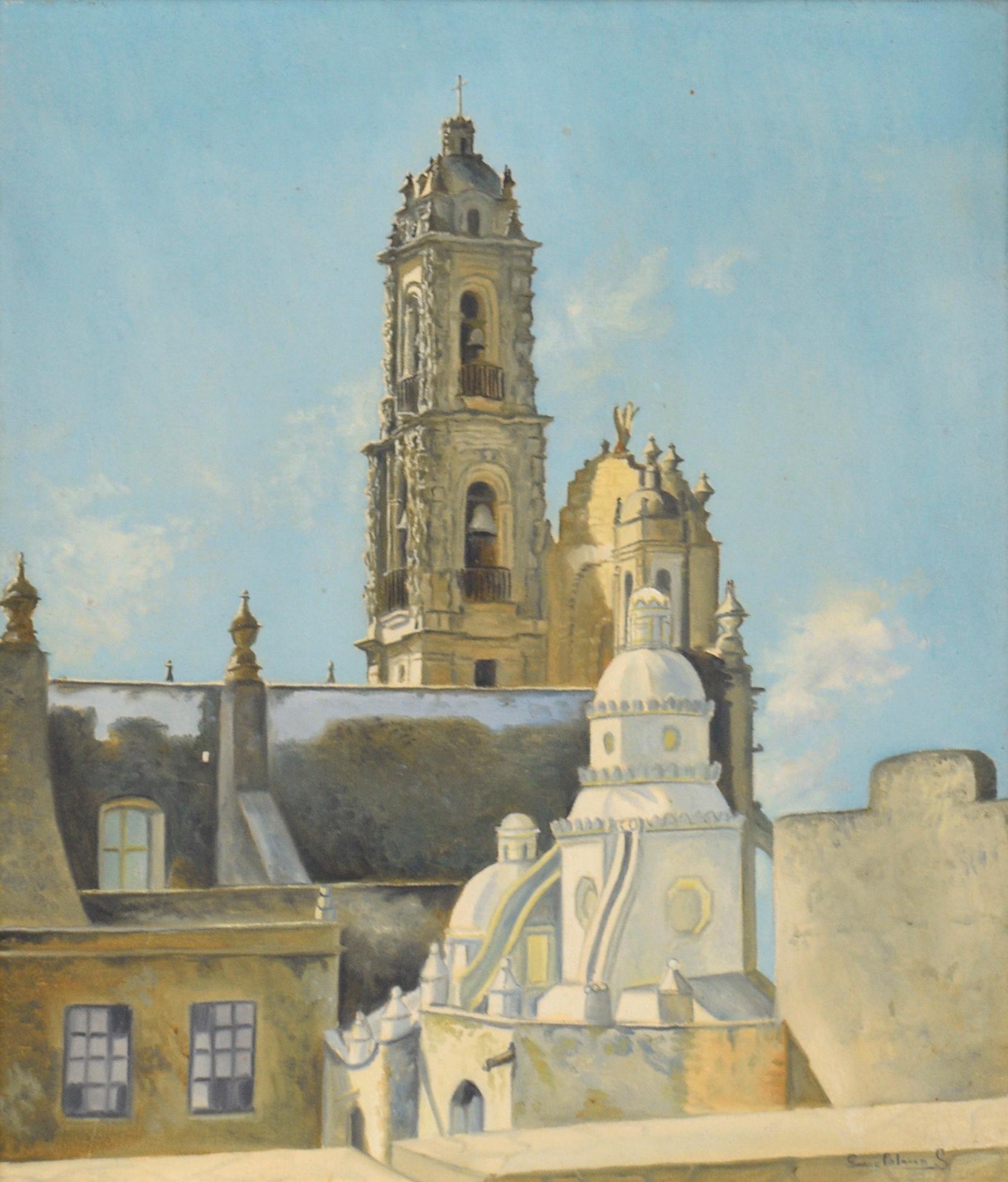 Bell Tower - European Cityscape - Painting by Unknown