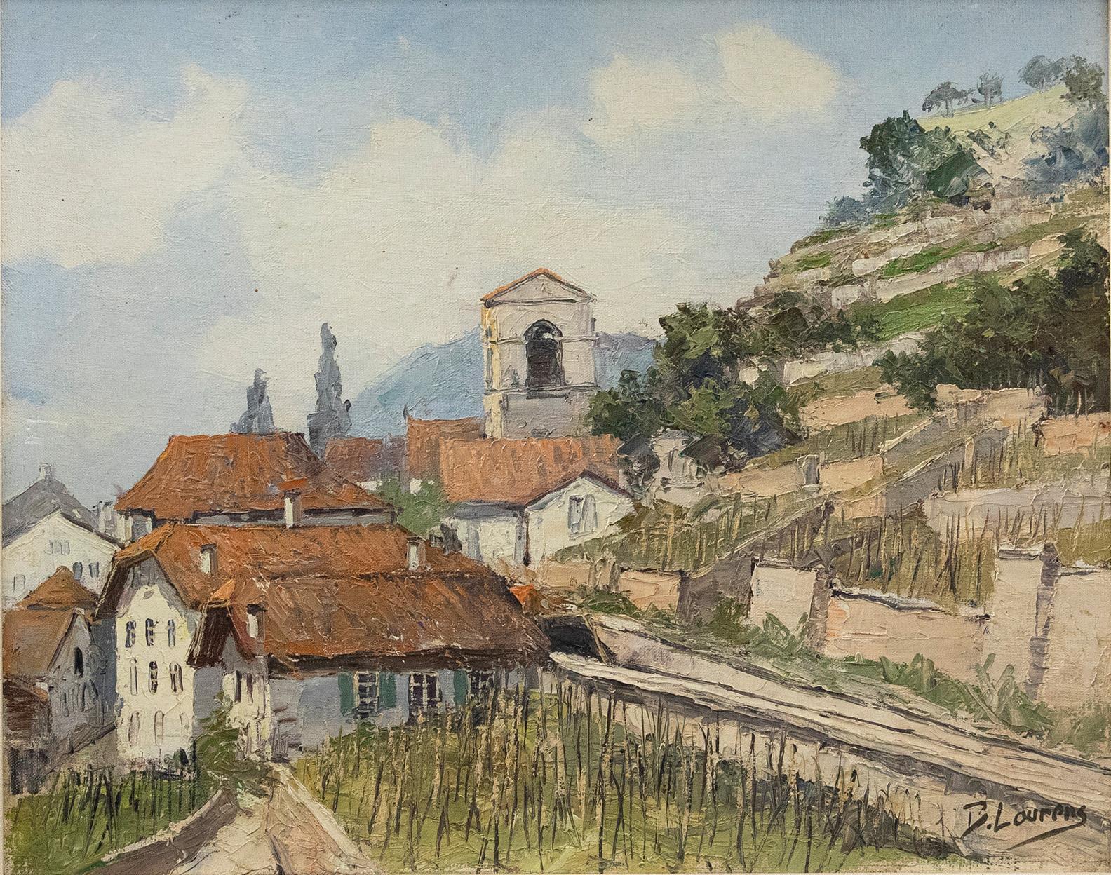 Benjamin Lourens (1910-1987) - Framed 20th Century Oil, Alpine Village - Painting by Unknown