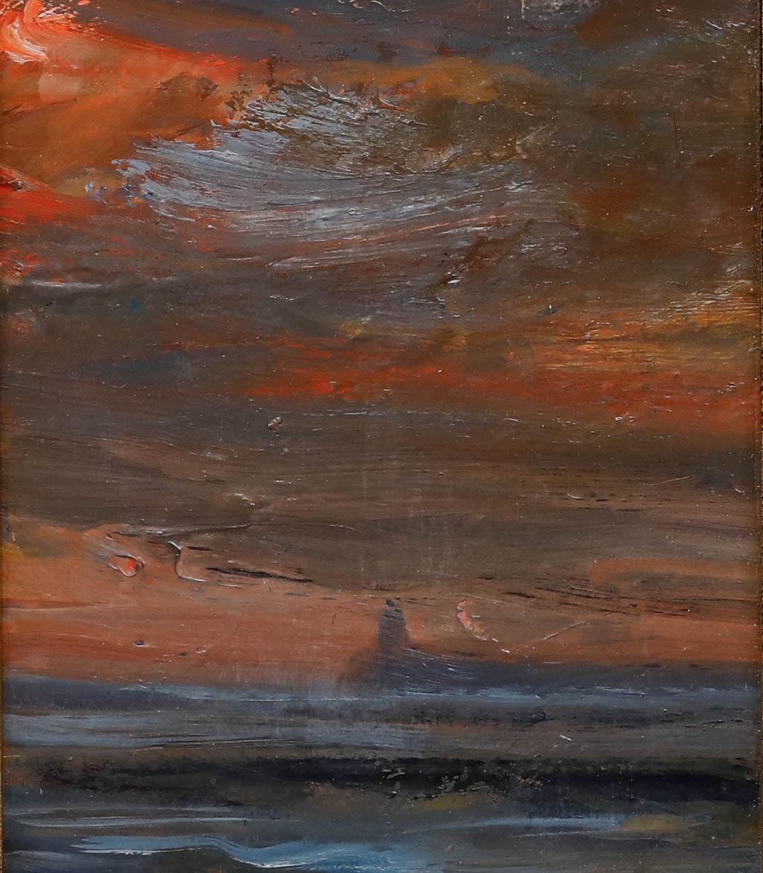 Benno Breyer (1939-2013) - Gerahmtes zeitgenössisches Öl, Sonnenuntergang am Meer – Painting von Unknown