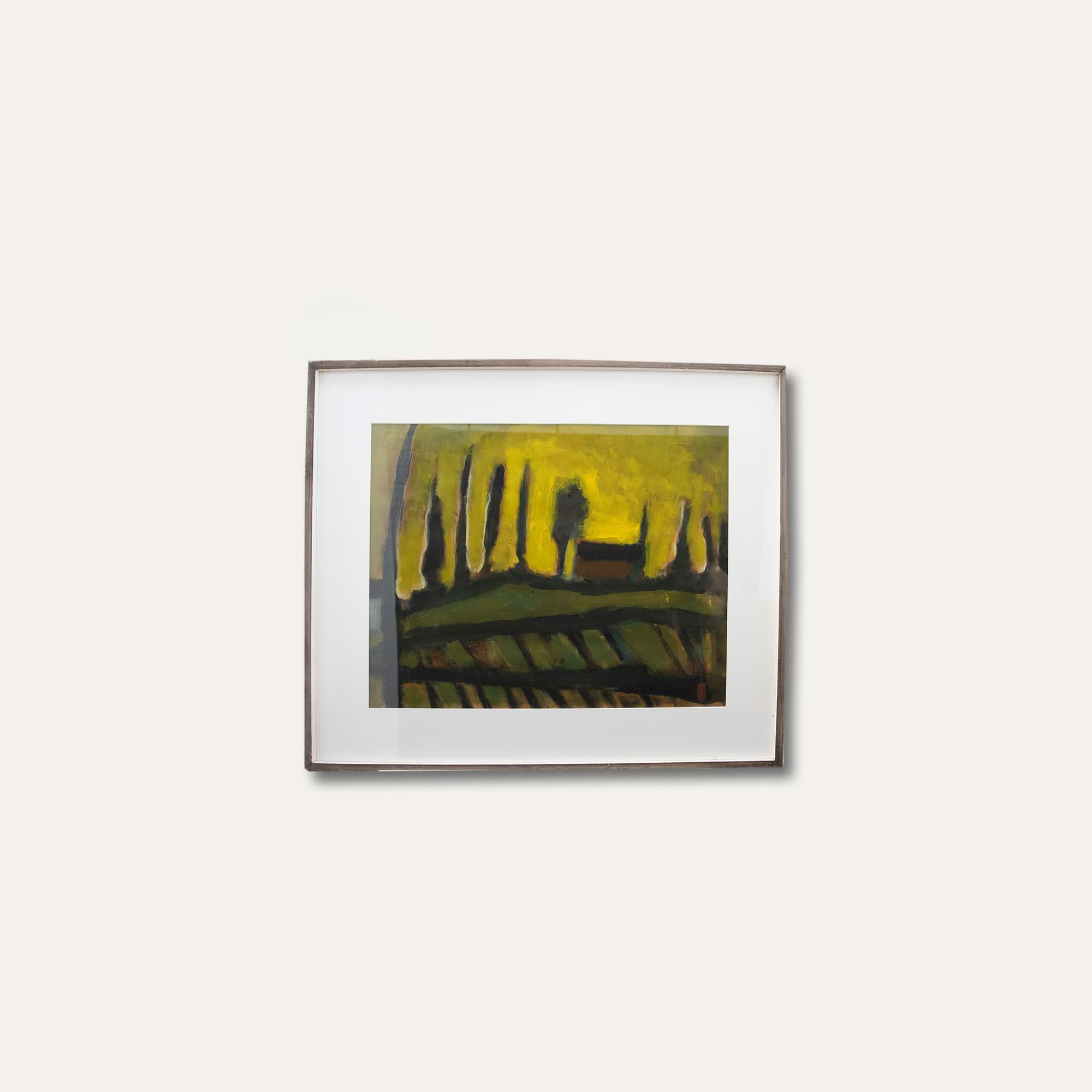 Bernard Ponty - Framed 20th Century Oil, Le Ciel Jaune For Sale 1
