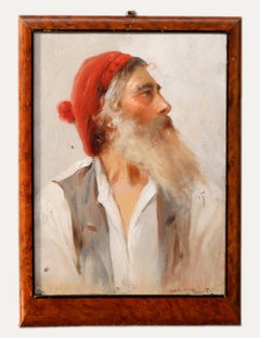 Bernardo Hay (1864-1931) - Early 20th Century Oil, Italian Man with a Red Cap