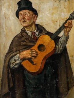 Bernhard Gauer (1882-1955) - Framed Early 20th Century Oil, The Busker