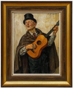 Bernhard Gauer (1882-1955) - Gerahmtes Öl des frühen 20. Jahrhunderts, Der Straßenmusiker