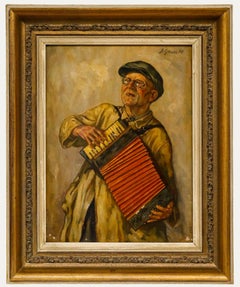Bernhard Gauer (1882-1955) - Framed Mid 20th Century Oil, Accordion Player