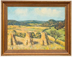 Berta Lenz - German School 20th Century Oil, Harvest Landscape