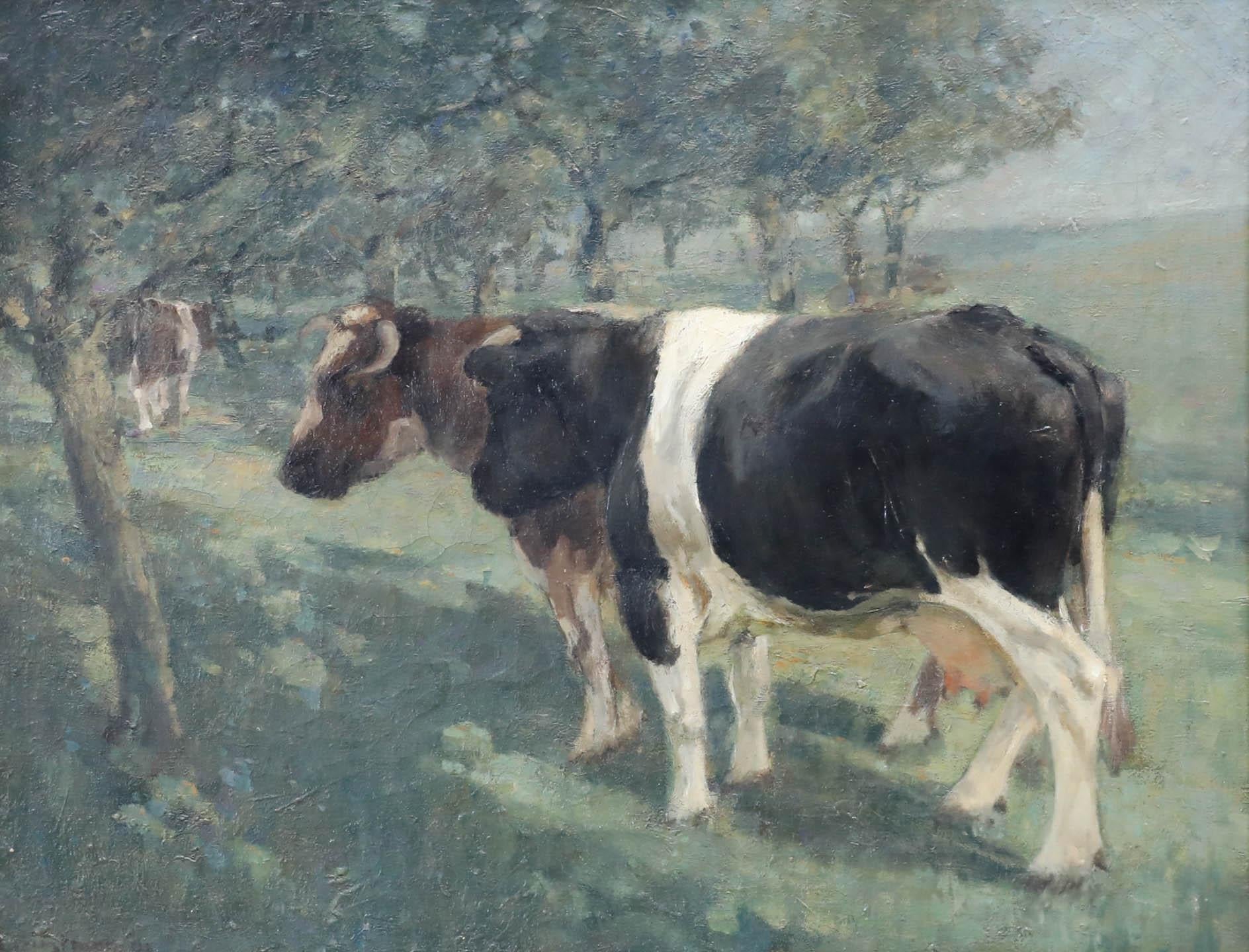 Bertram Walter Priestman (1868-1951) - Framed Oil, Cows in Dappled Shade - Painting by Unknown