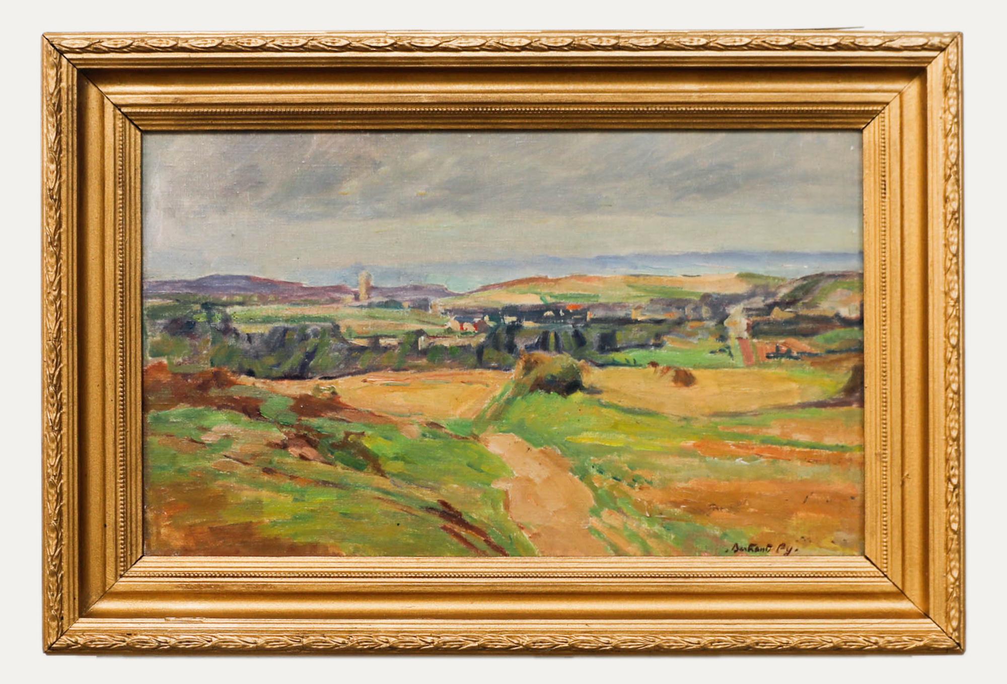 Bertrand Py (1895-1973) - Huile encadrée du milieu du 20e siècle, paysage d'été