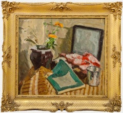 Bertrand Py (1895-1973)- Óleo enmarcado, Bodegón con maceta morada