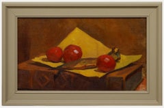 Bertrand Py (1895-1973) - Framed Oil, Still Life with Three Apples & a Fish