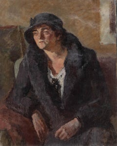 Bertrand Py (1895-1973) - Huile du milieu du 20e siècle, Une femme en violet