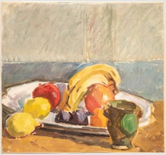 Bertrand Py (1895-1973) - Huile du milieu du 20e siècle, Une assiette de fruits