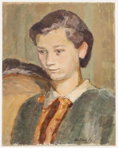 Bertrand Py (1895-1973) - Mid 20th Century Oil, Garçon à la cravate orange