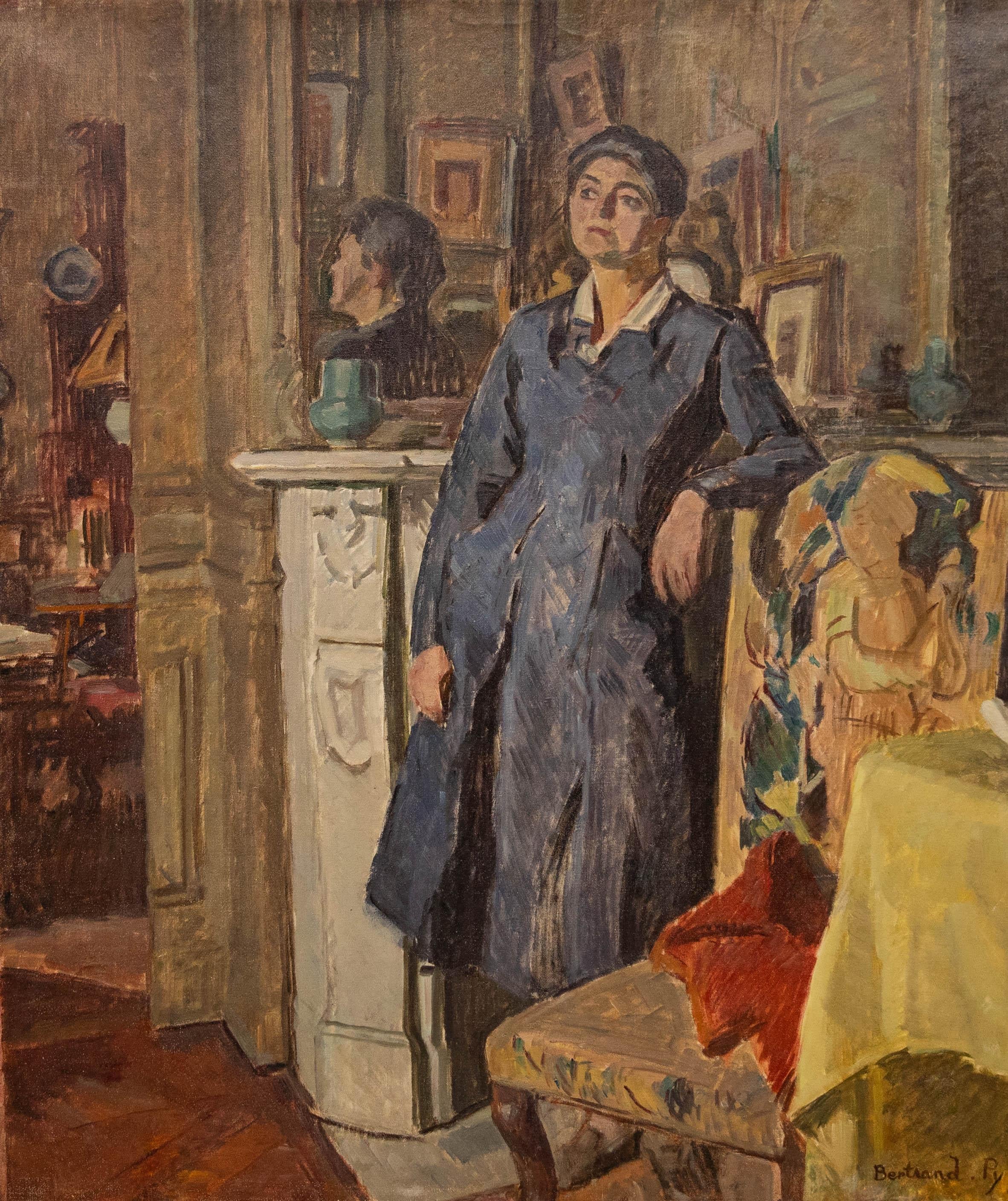 Bertrand Py (1895-1973) - Huile du milieu du 20e siècle, s'appuyant sur la cheminée - Painting de Unknown