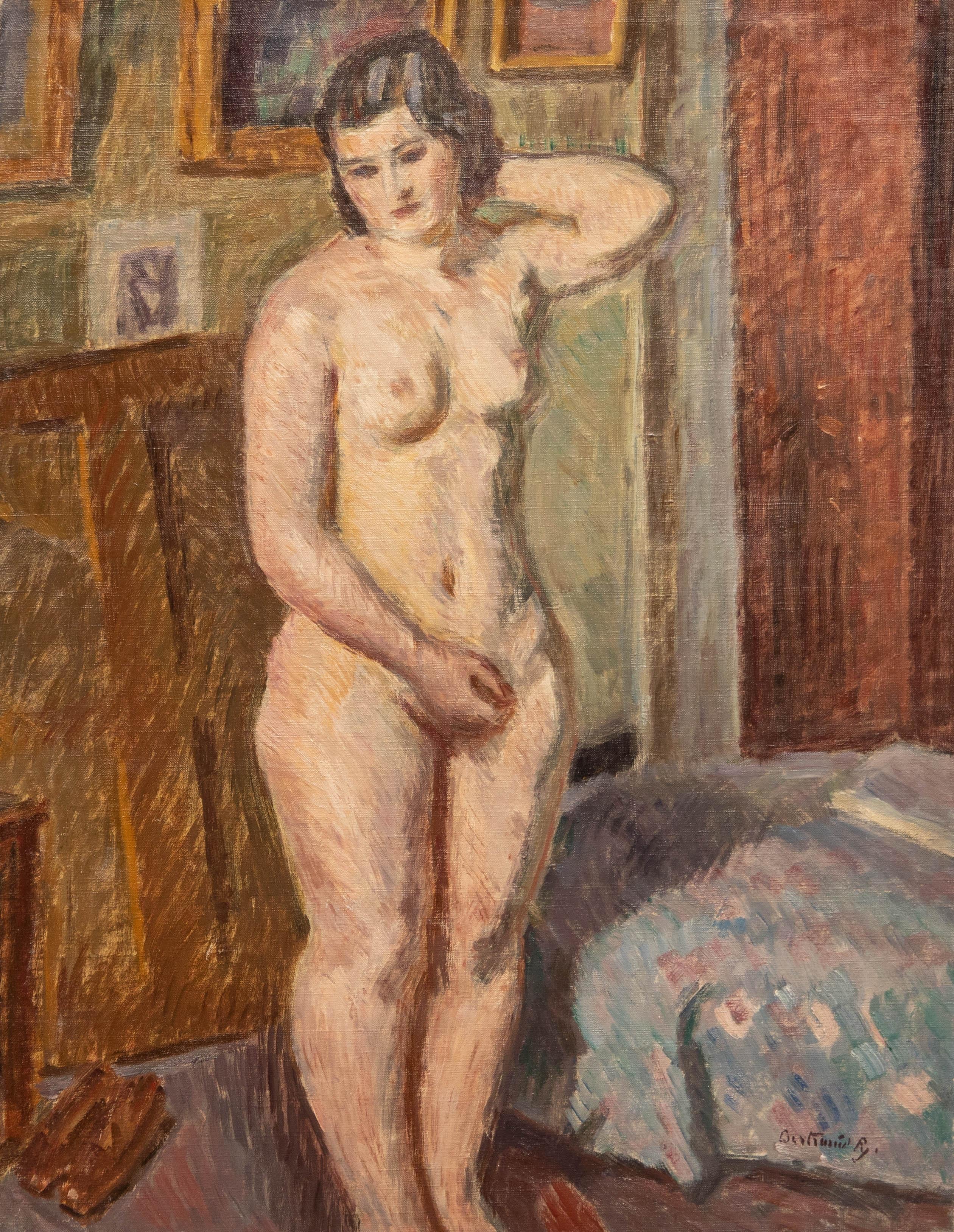 Bertrand Py (1895-1973) - Huile du milieu du 20e siècle, étude d'un nu dans l'atelier - Painting de Unknown