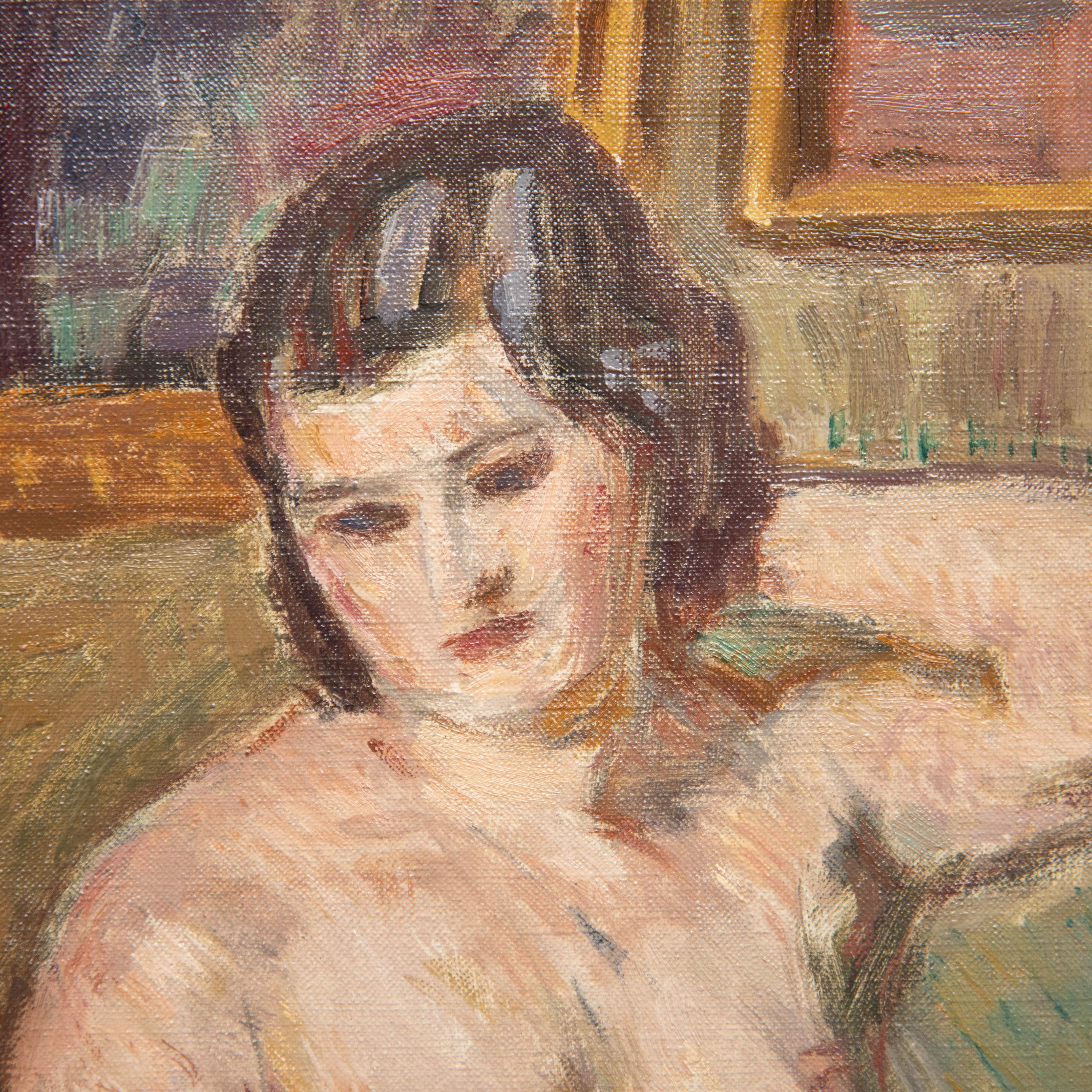 Bertrand Py (1895-1973) - Huile du milieu du 20e siècle, étude d'un nu dans l'atelier 1
