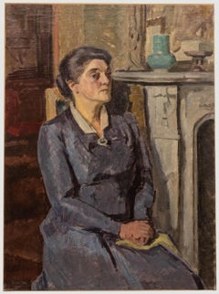 Bertrand Py (1895-1973) - Huile du milieu du 20e siècle, portrait d'une femme au feu
