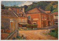 Bertrand Py (1895-1973) – Ölgemälde, ländliches Dorf, Frankreich, Mitte des 20. Jahrhunderts