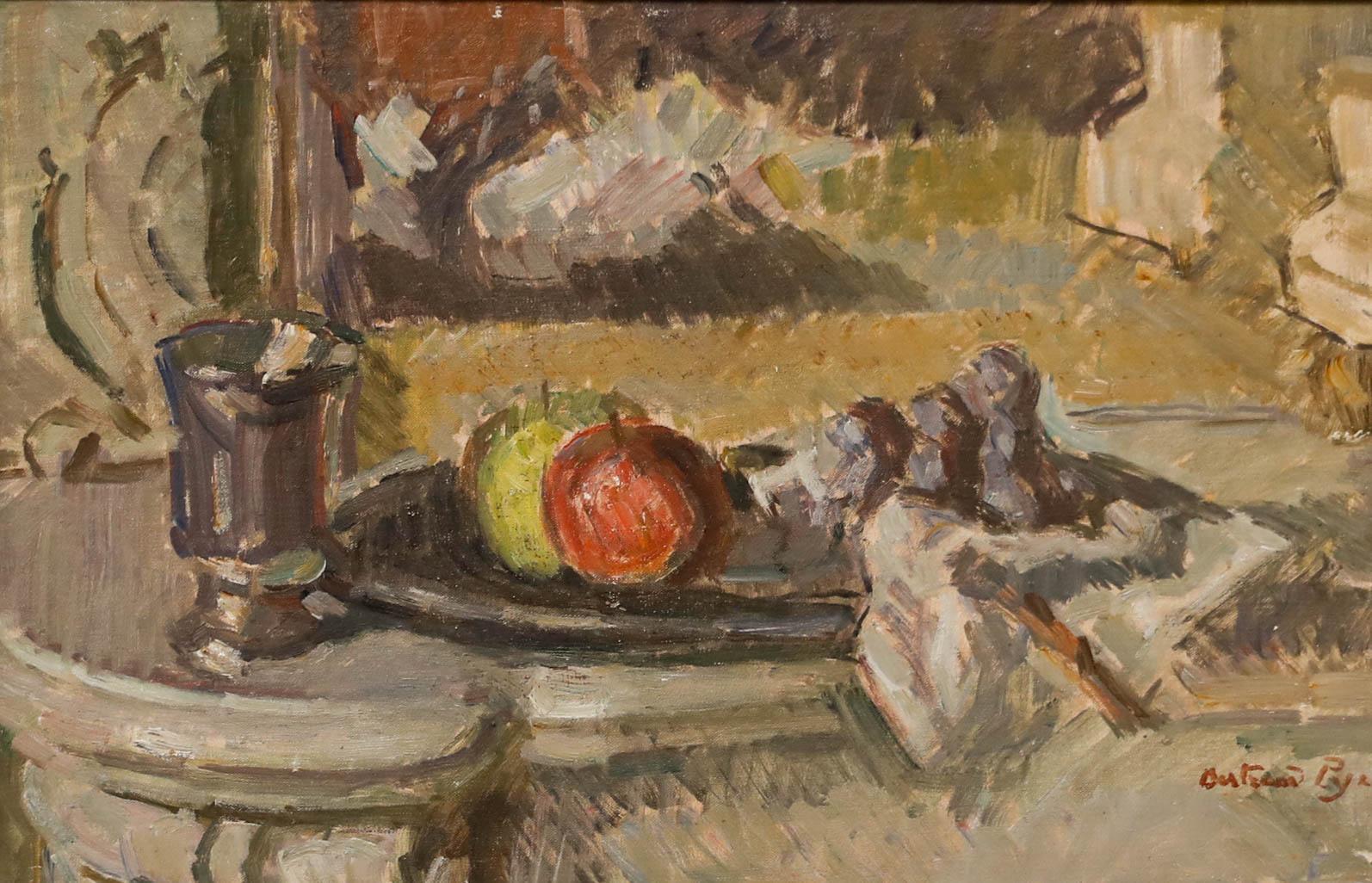 Bertrand Py (1895-1973) - Ölgemälde, Stillleben mit Äpfeln, Mitte des 20. Jahrhunderts – Painting von Unknown