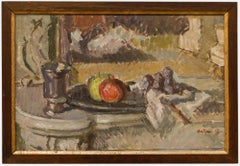 Bertrand Py (1895-1973) - Huile du milieu du 20e siècle, Nature morte aux pommes