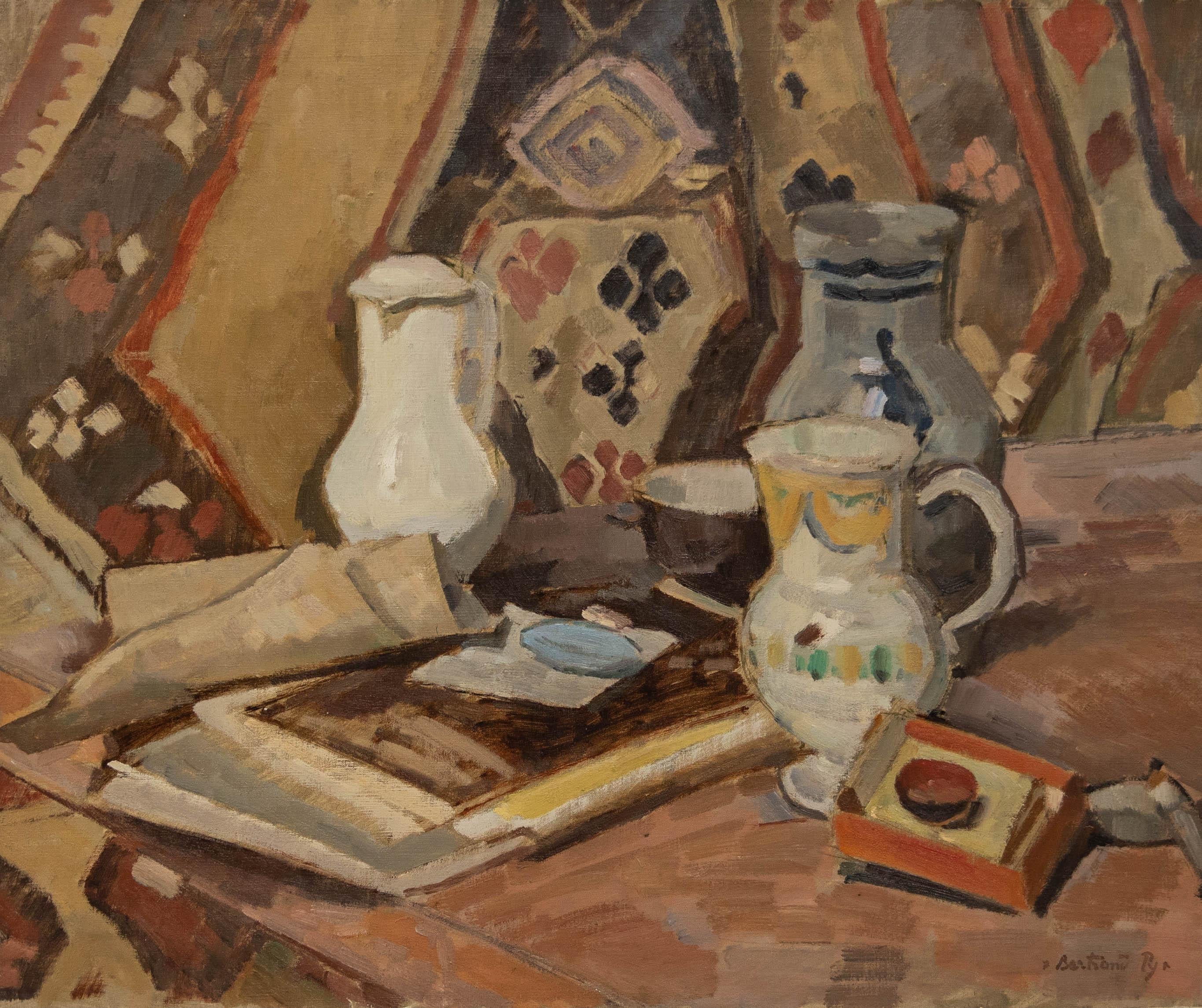 Bertrand Py (1895-1973) - Mid 20th Century Oil, Still Life with Three Jugs - Painting by Unknown