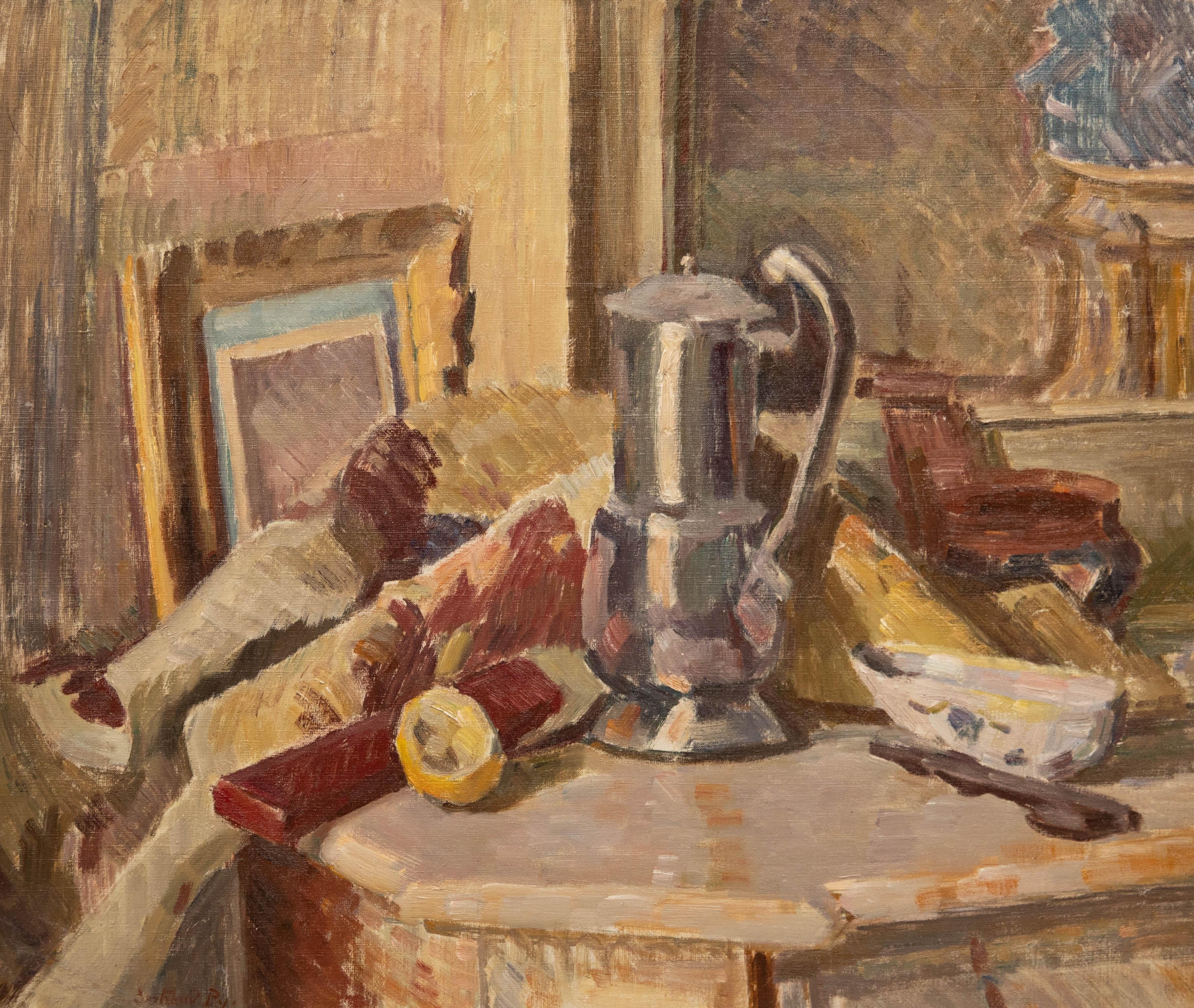 Bertrand Py (1895-1973) - Mid 20th Century Oil, The Coffee Pot - Painting by Unknown