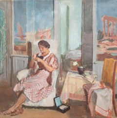 Bertrand Py (1895-1973) - Huile du milieu du 20e siècle, La boîte à couture