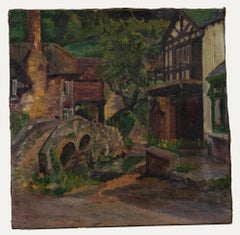 Bess Defries-Brady - Mid 20th Century Oil, Dwellings by a Stone Bridge