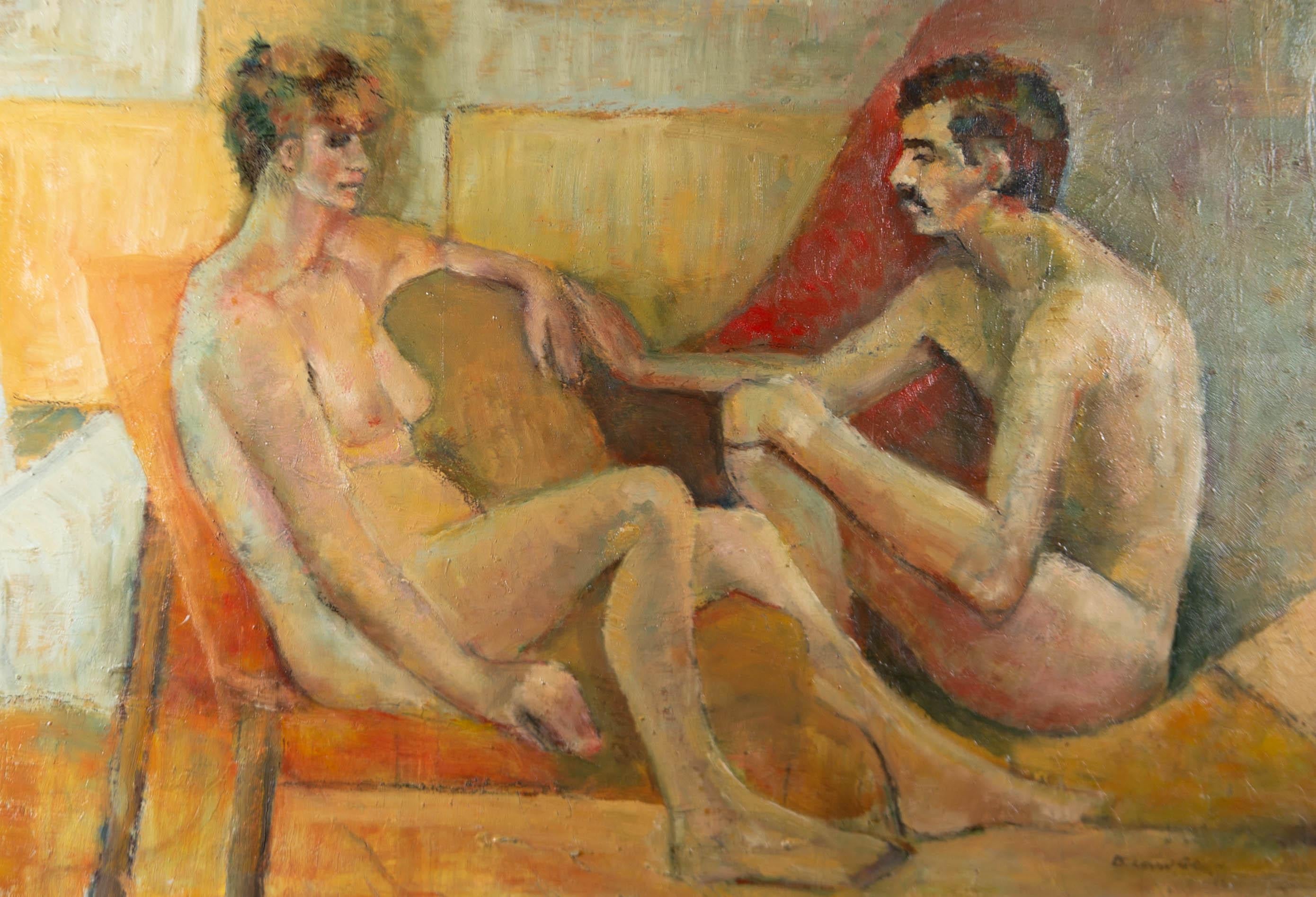 Unknown Nude Painting - Betty Leuw Green (1918-2014) - Signed 1986 Oil, Two Figures