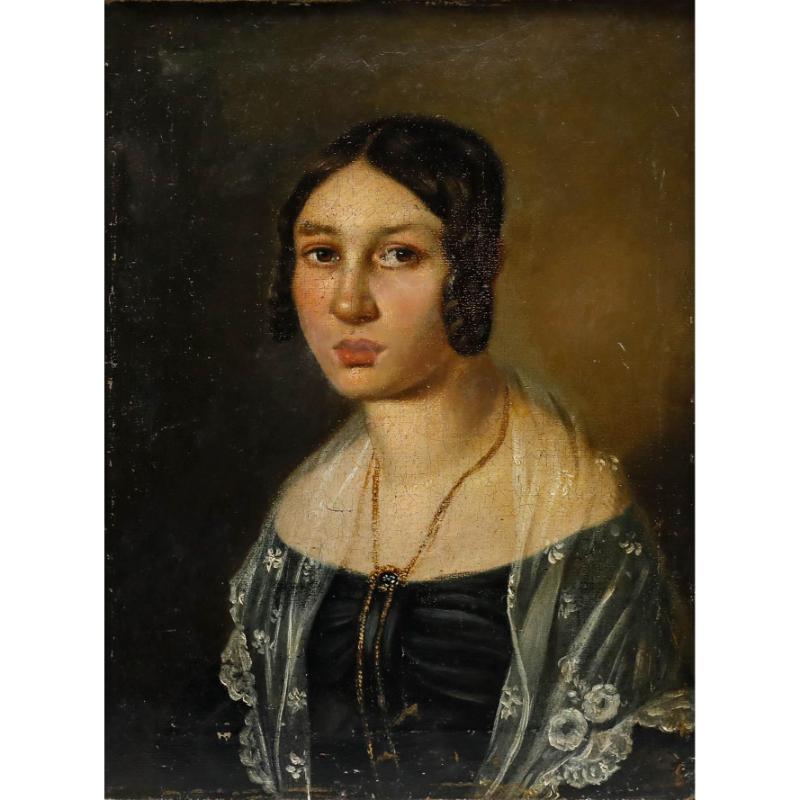 Biedermeier Öl des frühen 19. Jahrhunderts - Fürstin von Brandenstein – Painting von Unknown