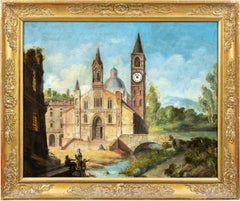 Antique Biedermeier painter (Austrian school)- Early 19th century clock painting 