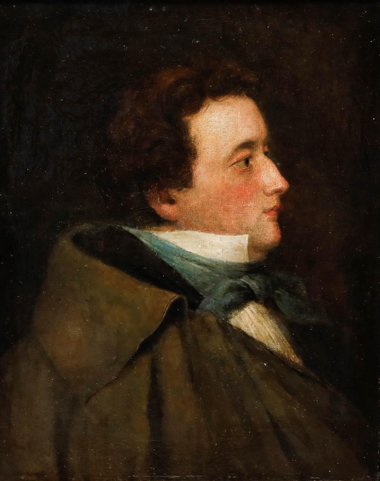 Huile sur toile de la période Biedermeier du 19e siècle - Portrait de Carl Hechner - Painting de Unknown