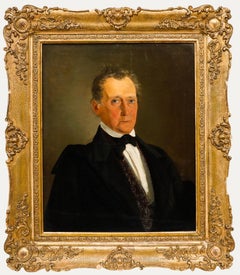 Biedermeier School 19th Century Oil - Gentleman in a Patterned Waistcoat