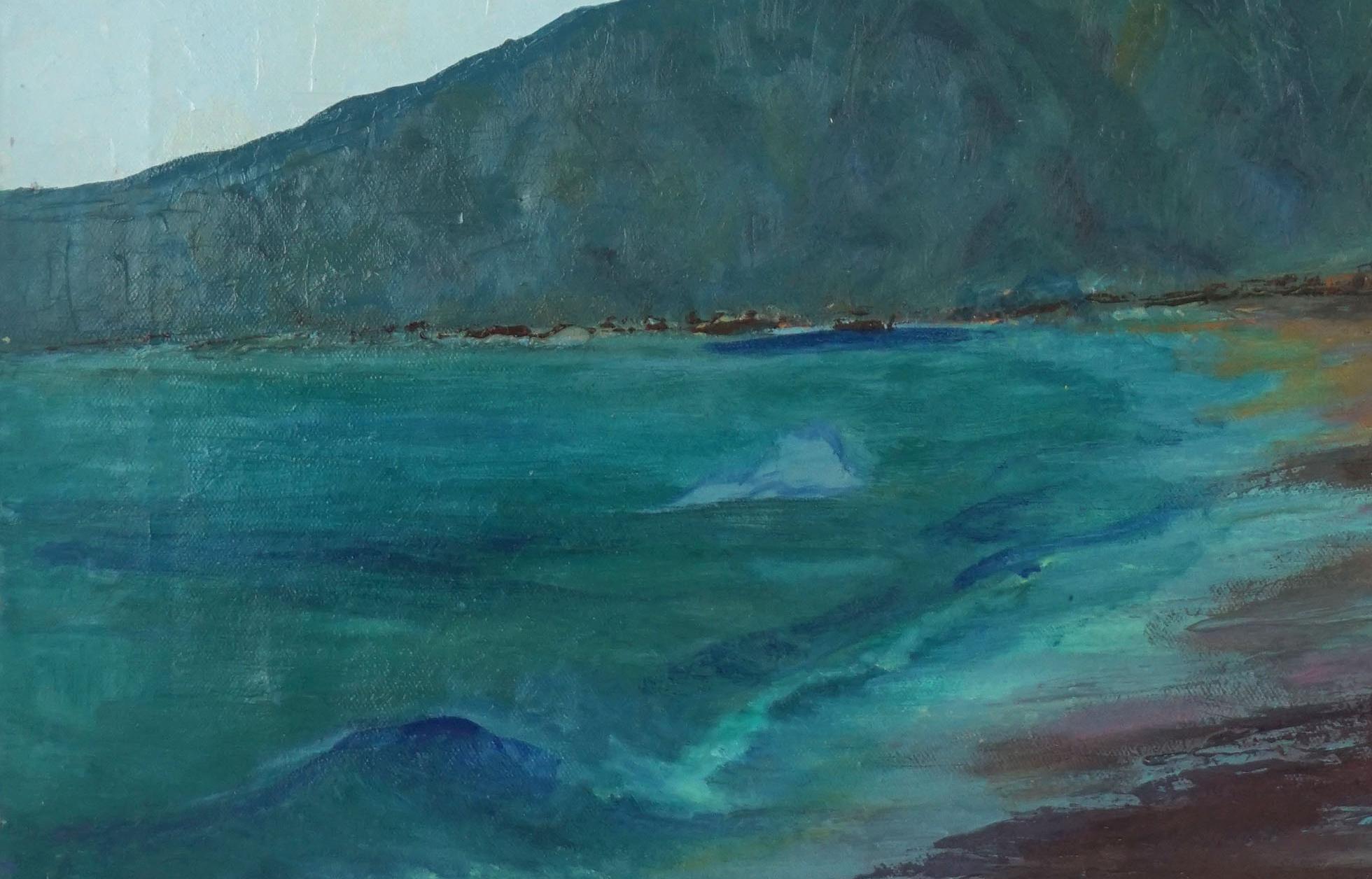 Paysage de la côte ouest  - Noir Landscape Painting par Unknown