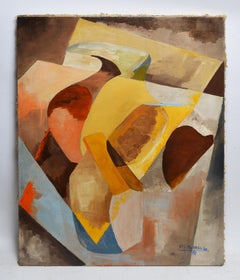 Biomorphic Abstract Composition Vintage New York School Original Oil Painting
