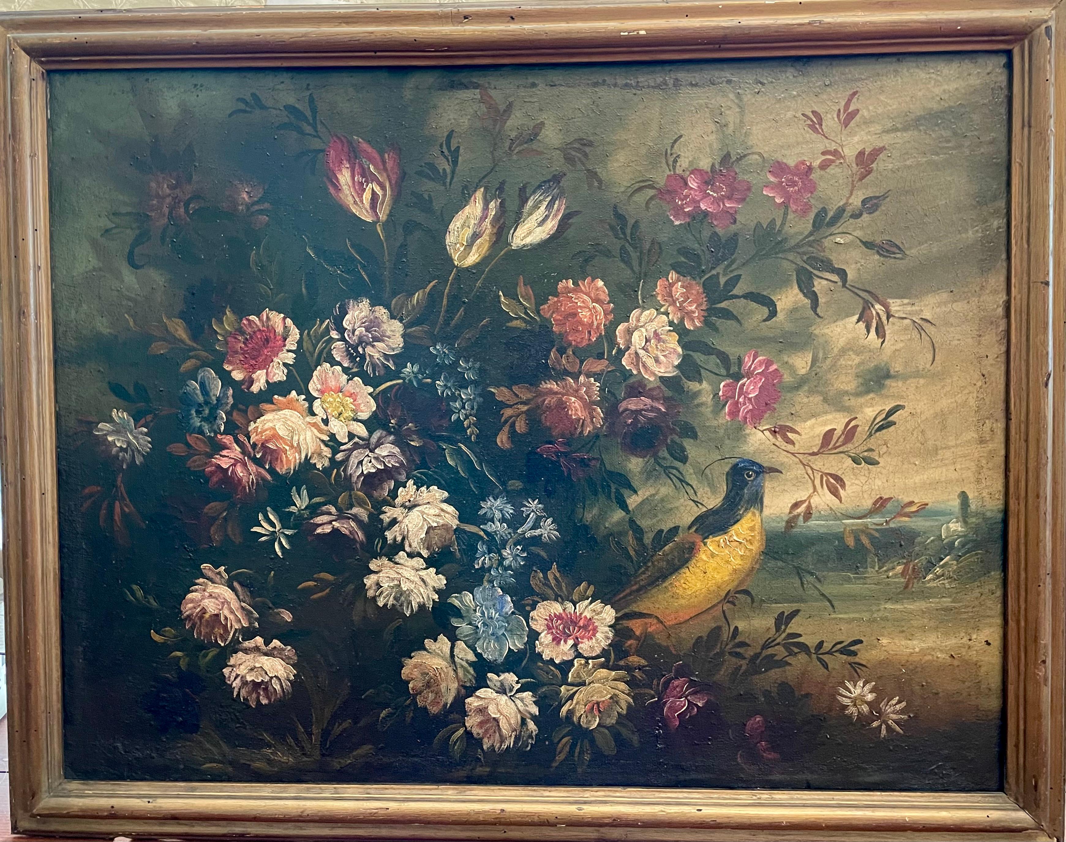 Unknown Animal Painting - Bird and Flowers 