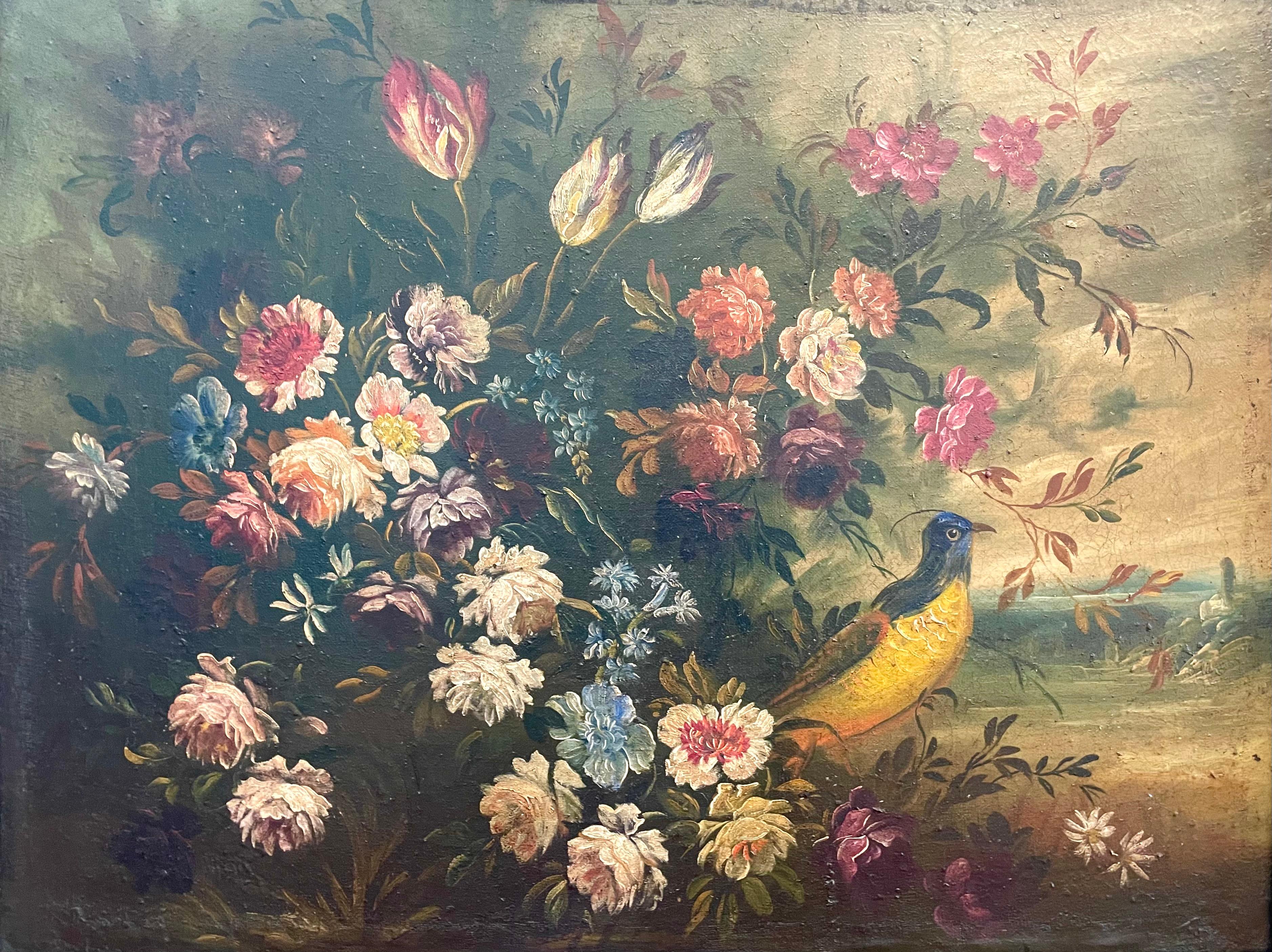 Bird and Flowers  - Baroque Painting by Unknown